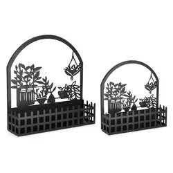 Set porta vasi piante 2 pz acciaio ROSALINDA Nero 0723955 - immagine 1