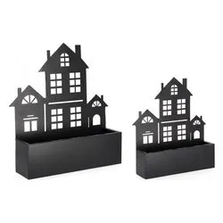 Set porta vasi piante 2 pz acciaio ROSALBA Nero 0723947 - immagine 1
