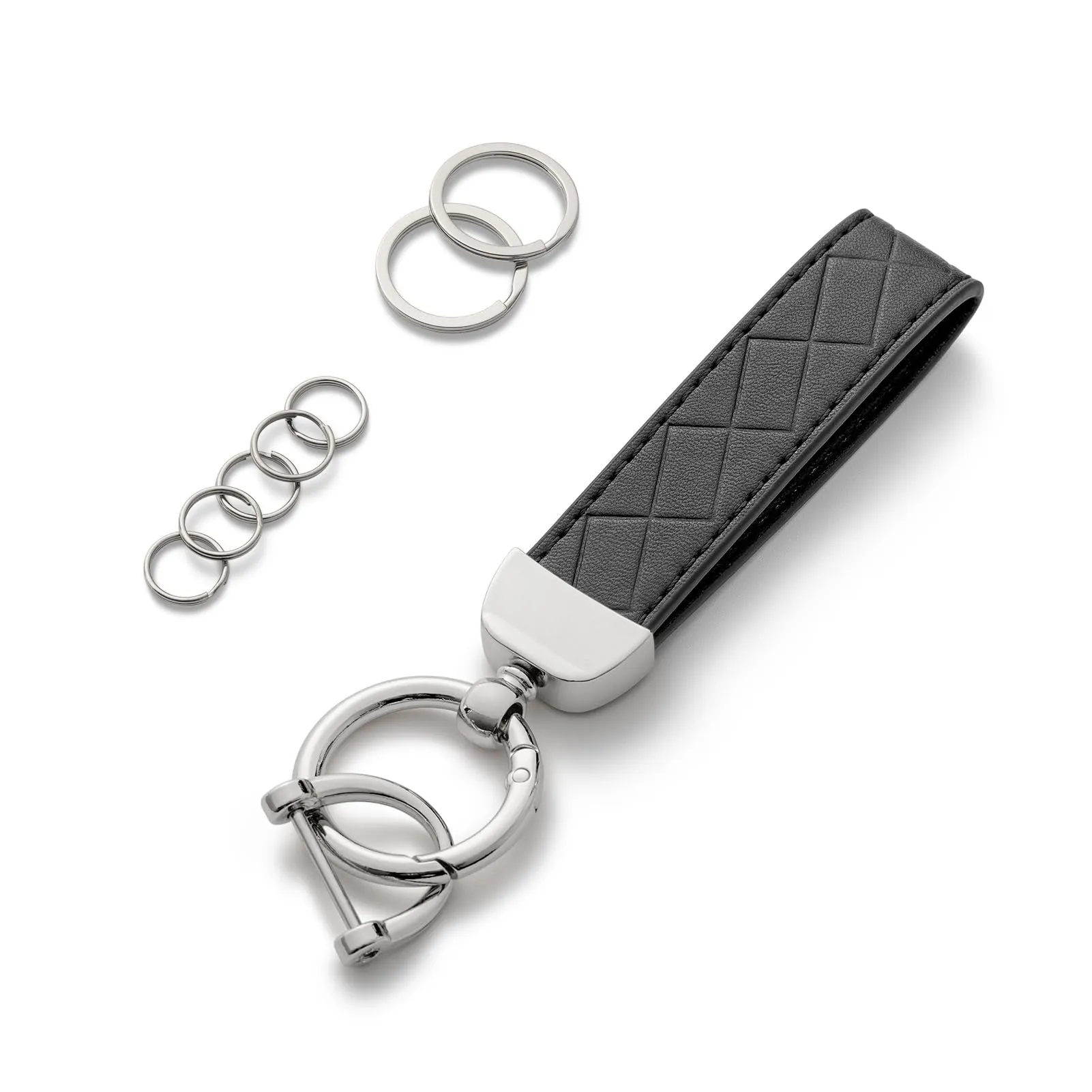 AOKSUNOVA Portachiavi da donna in pelle per auto, Nero/2, 9 cm - immagine 1