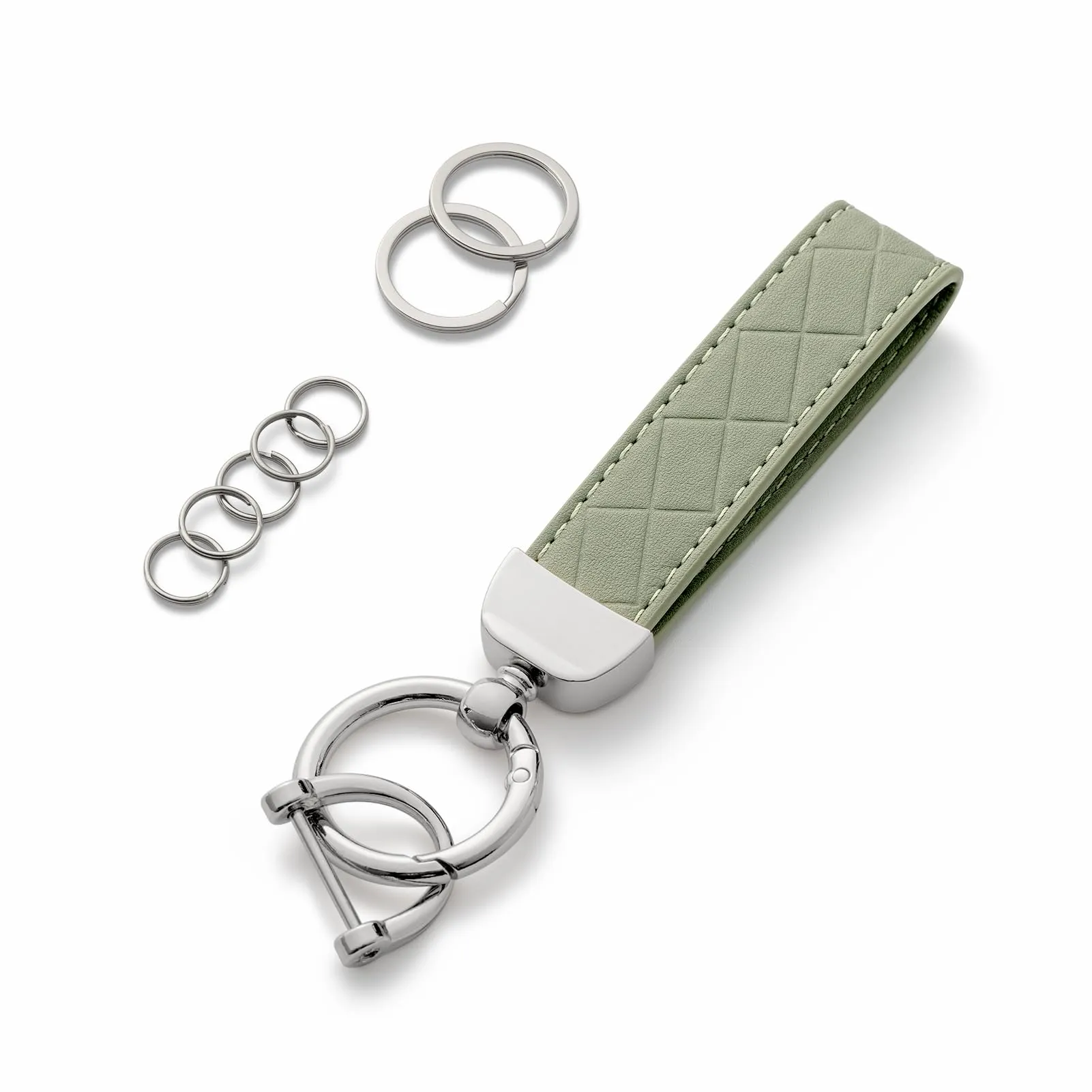 AOKSUNOVA Portachiavi per Auto per Donne Cinturino per Chiavi Verde di Pelle Portachiavi con Anello per Chiavi per Ragazze, Uomini - immagine 1