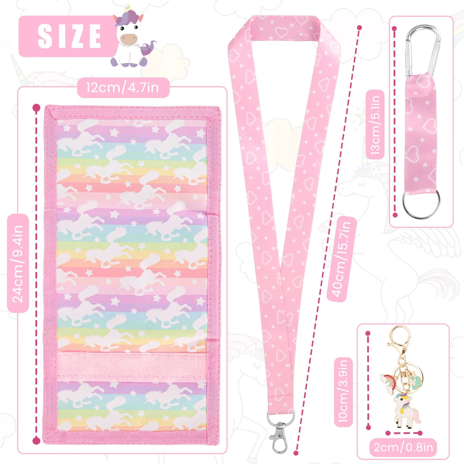 GADITIEK Marsupio da collo per ragazze, portafoglio per bambini con portachiavi, portafoglio per bambini per ragazze, compleanni (Unicorn - New) - immagine 2