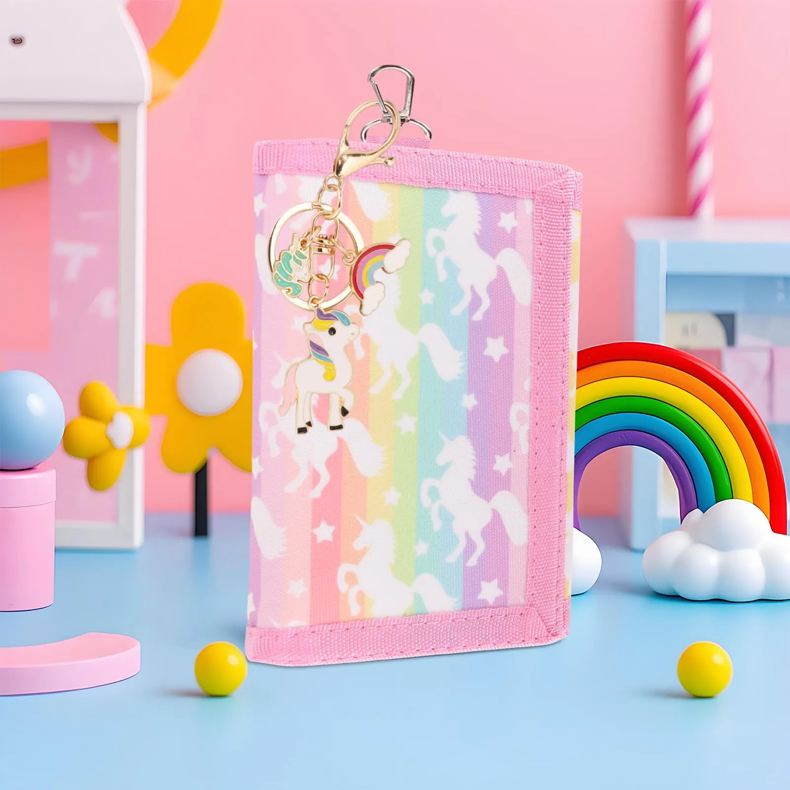 GADITIEK Marsupio da collo per ragazze, portafoglio per bambini con portachiavi, portafoglio per bambini per ragazze, compleanni (Unicorn - New) - immagine 4