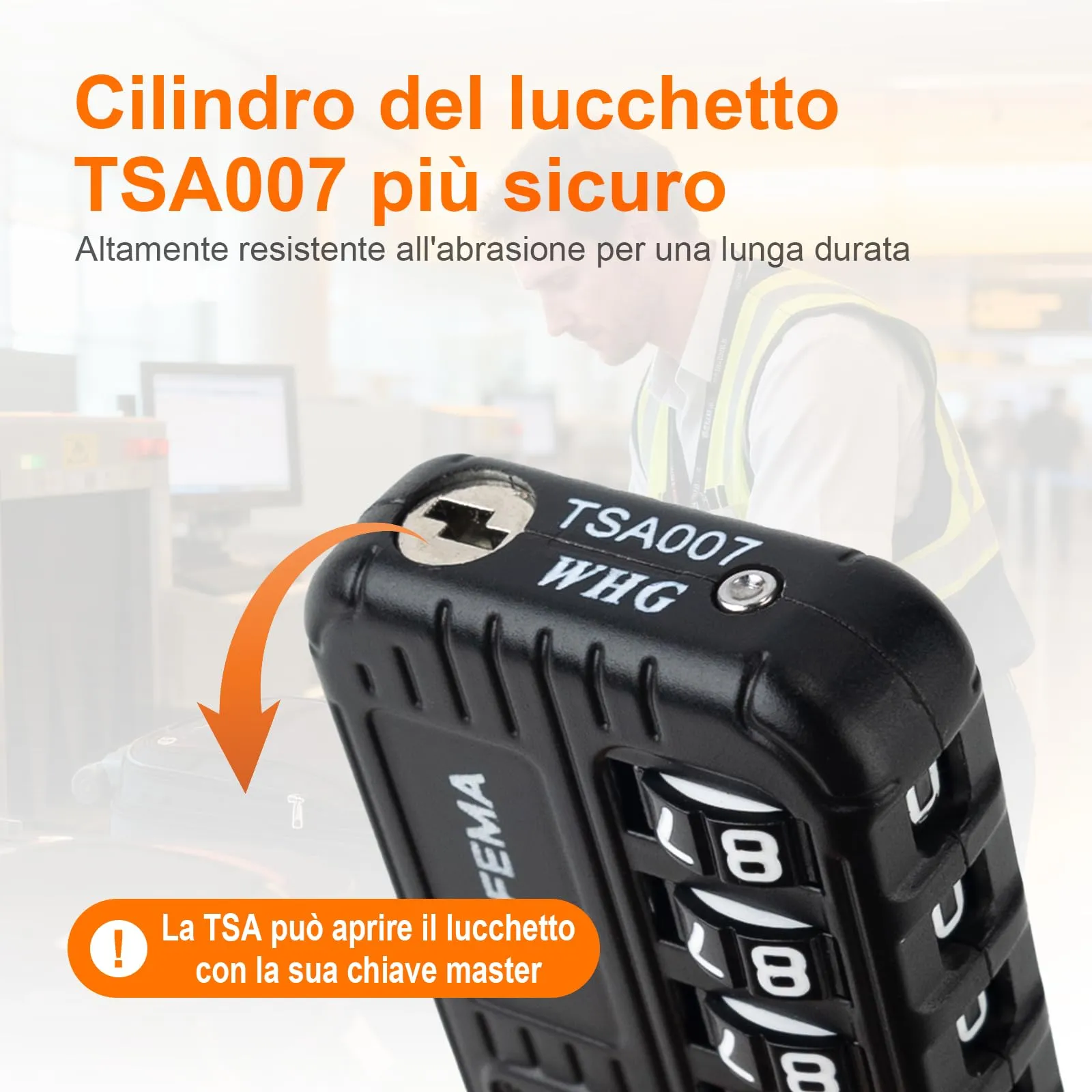 GRIFEMA GA1008 Lucchetto TSA Combinazione 4 Cifre – Cavo Acciaio Nero - immagine 6