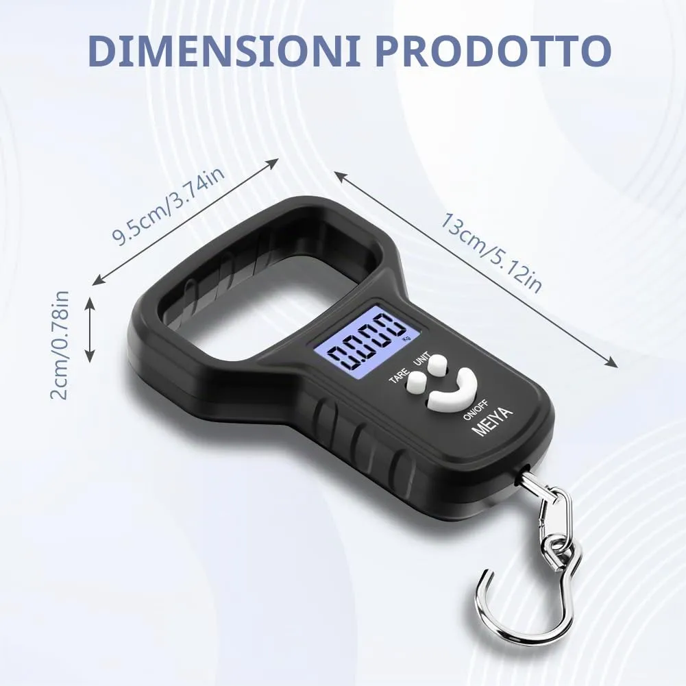 OSDUE Bilancia da Pesca,Bilancia Digitale pesa con gancio,50kg Bilancias Portatile Elettronica Professionale con Display LCD Retroilluminato,2 batterie AAA incluse per acquisti,espresso postale,pesca - immagine 2