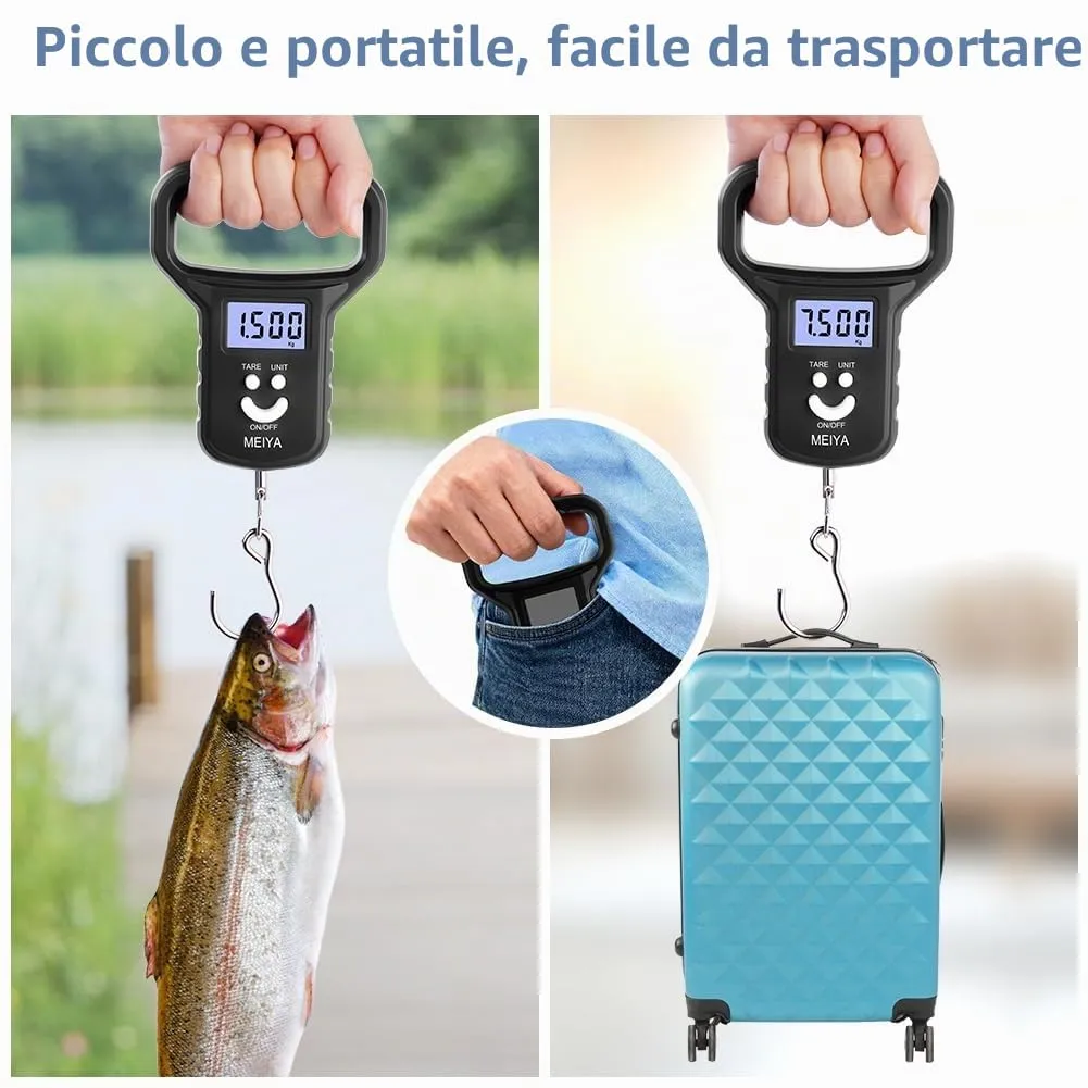 OSDUE Bilancia da Pesca,Bilancia Digitale pesa con gancio,50kg Bilancias Portatile Elettronica Professionale con Display LCD Retroilluminato,2 batterie AAA incluse per acquisti,espresso postale,pesca - immagine 6