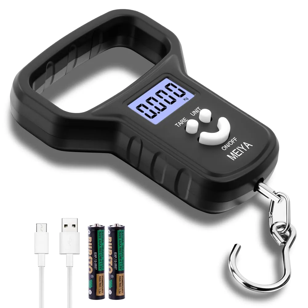 OSDUE Bilancia da Pesca,Bilancia Digitale pesa con gancio,50kg Bilancias Portatile Elettronica Professionale con Display LCD Retroilluminato,2 batterie AAA incluse per acquisti,espresso postale,pesca - immagine 9