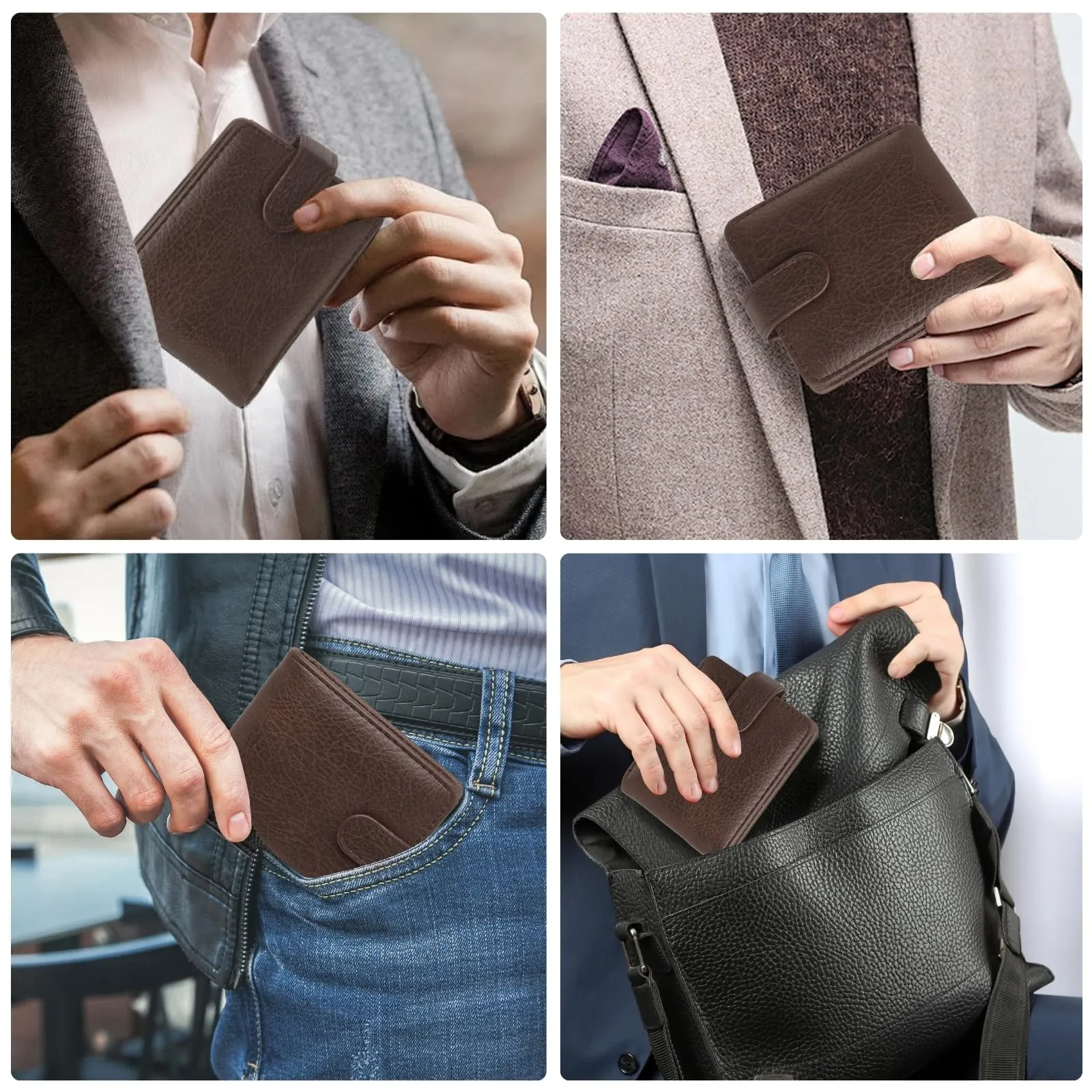 LUFFLOK Portafoglio in Pelle Marrone PU, Portafoglio per Porta Carte - immagine 7