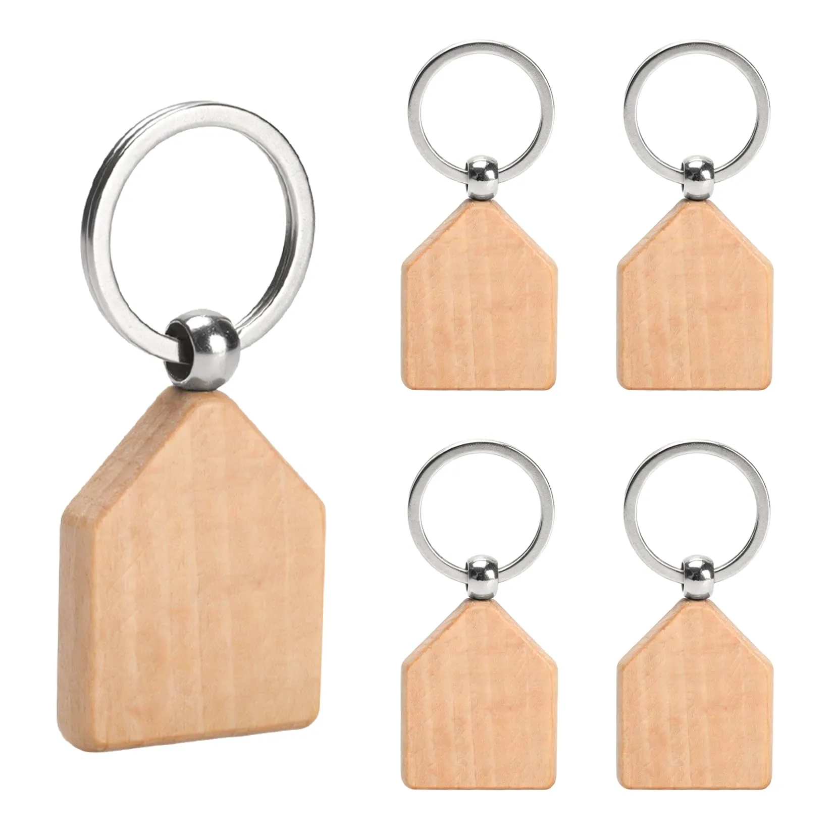 DAJMAIEZ Set 25 Portachiavi in Legno a Forma di Casa, per Decorazioni - immagine 1