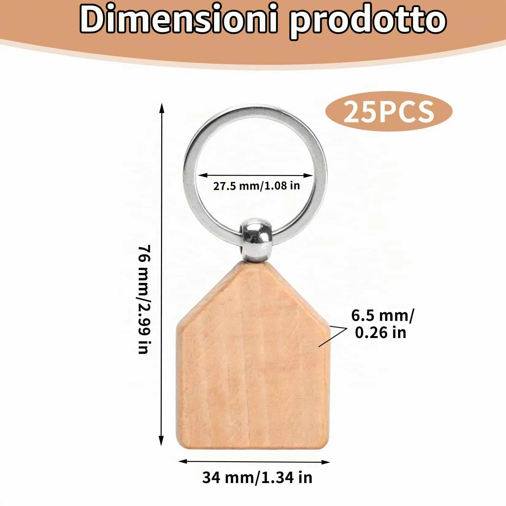 DAJMAIEZ Set 25 Portachiavi in Legno a Forma di Casa, per Decorazioni - immagine 2