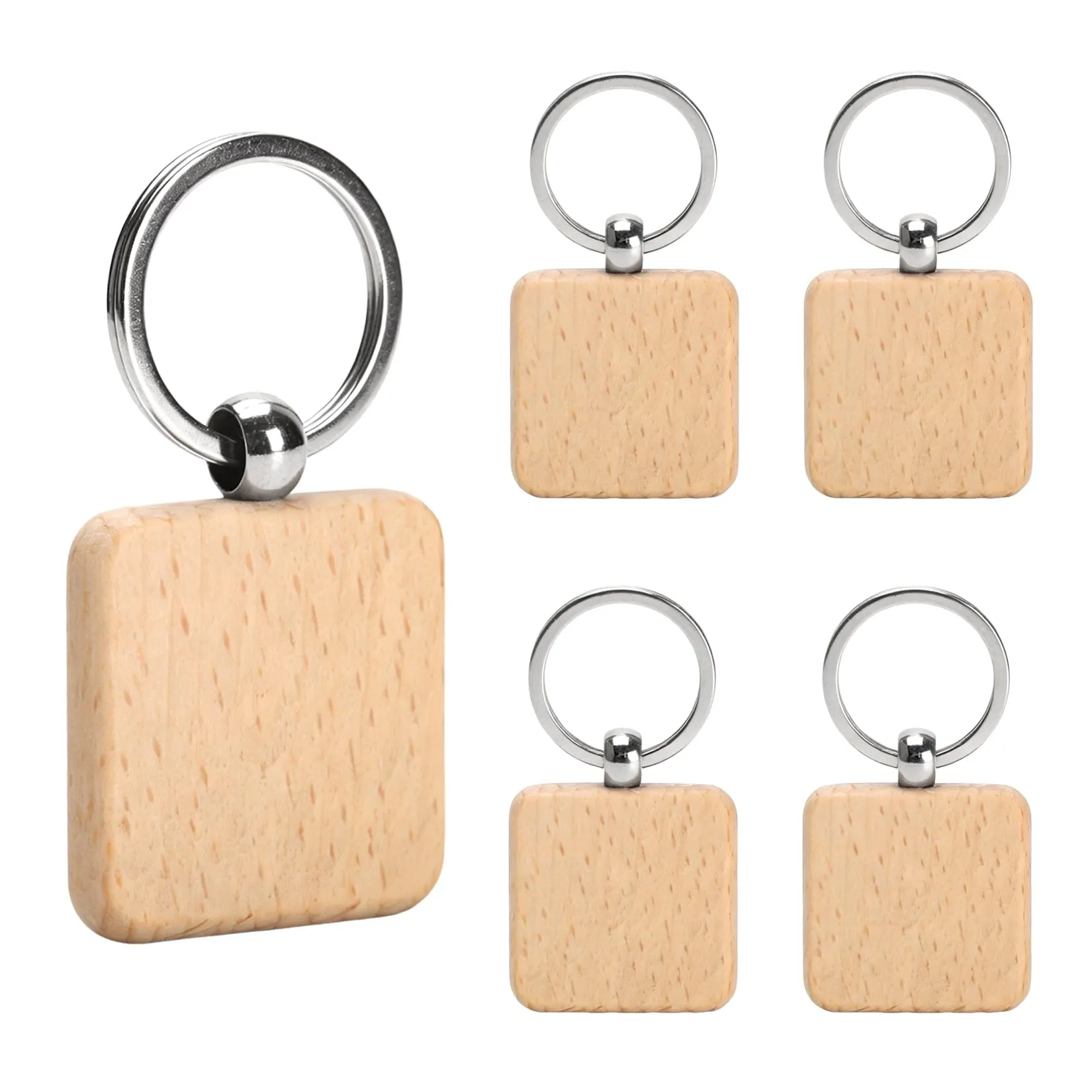 DAJMAIEZ 25 Pz Portachiavi in Legno Personalizzato, Quadrati Fai-da-Te - immagine 1