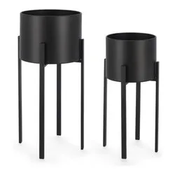 Set porta vasi piante 2 pz acciaio ESTER Nero 0741483 - immagine 1