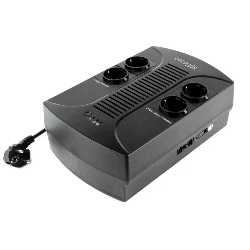SAI Gembird EG-UPS-002 850VA 510W 4 Porte Schuko USB Nero Compatto SAI Gembird EG-UPS-002 850VA 510W 4 Porte Schuko USB Nero Compatto - immagine 1