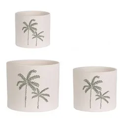 Set vasi tondi per piante 3 pz terracotta JOELE Bianco 0503381 - immagine 1