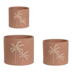 Set vasi tondi per piante 3 pz terracotta JOELE Marrone 0503382 - immagine 1