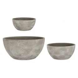 Set vasi tondi per piante 3 pz terracotta HECTOR Grigio 0503387 - immagine 1