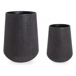 Set vasi alti per piante 2 pz metallo KENAR Nero 0183217 - immagine 1