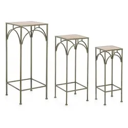 Set porta vasi piante 3 pz acciaio GUENDA Verde scuro 0741591 - immagine 1
