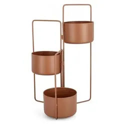 Porta piante acciaio pieghevole con 3 vasi (45x21x68cm) KEYRA Marrone 0722913 - immagine 1