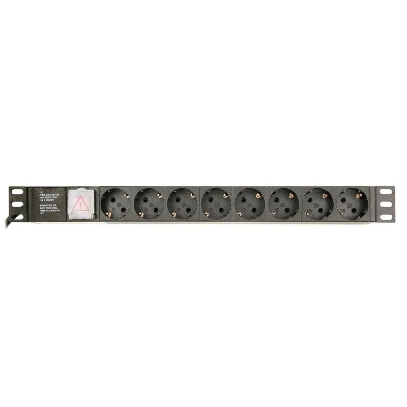Multipresa Gembird EG-PDU-014-C14 8 prese Schuko alluminio interruttore 1U rack - immagine 1