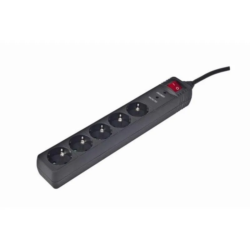 Multipresa Gembird SPG5-C-15 5 prese protezione sovratensioni cavo 4,5 m sicurezza - immagine 1