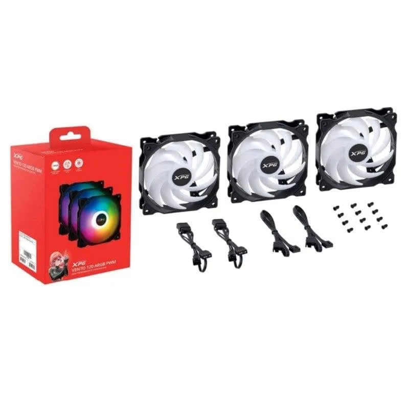 Ventilatore supplementare XPG VENTO 120 ARGB PWM 120mm 1850RPM ARGB 3 Pack - immagine 1