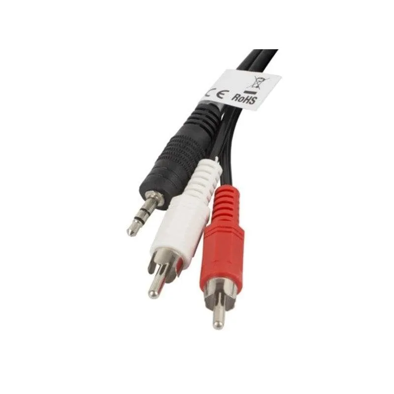 Cavo Audio Lanberg CA-MJRC-10CC-0020-BK 3,5mm Maschio a RCA Maschio 2m Nero Rosso Bianco - immagine 1
