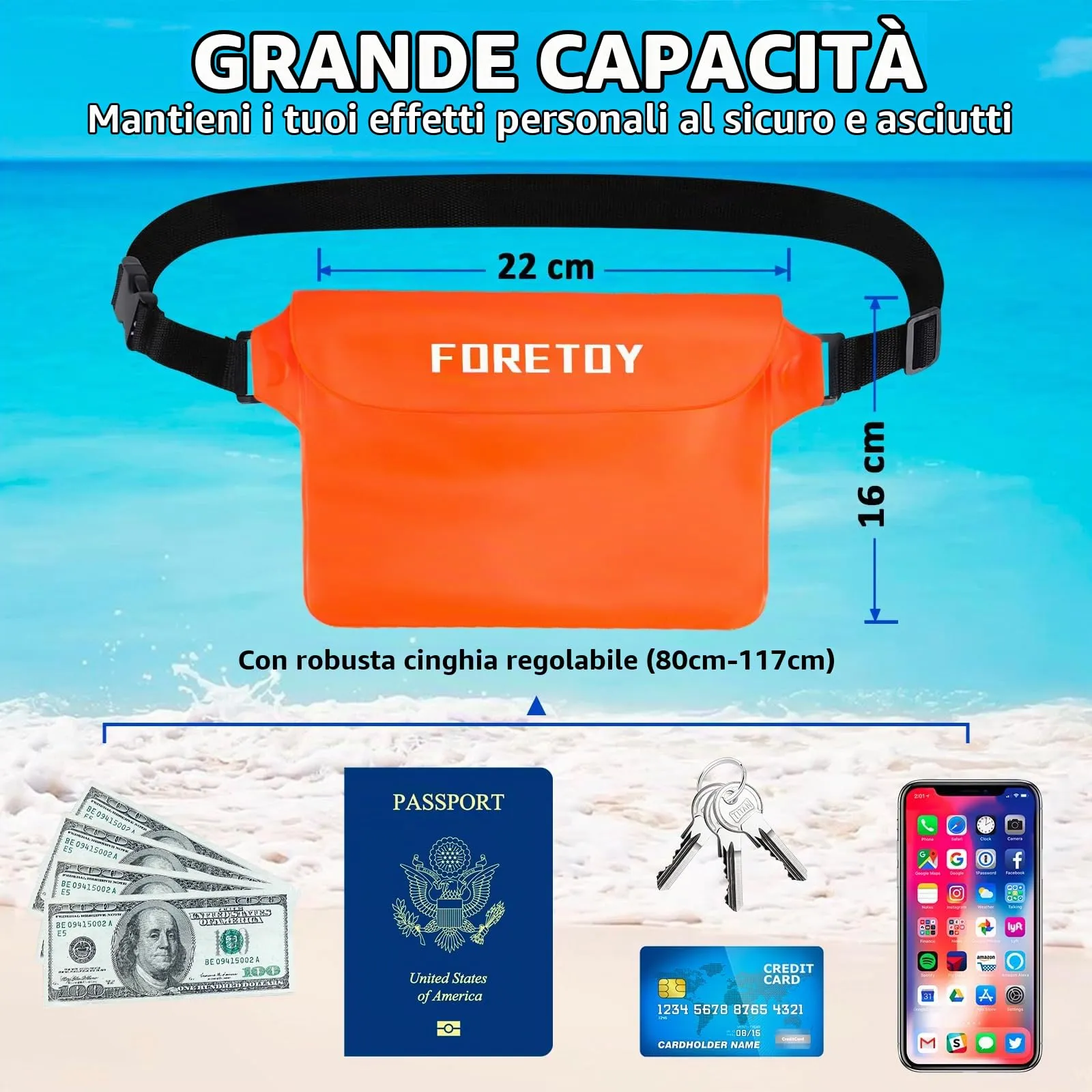 Borsa Impermeabile Mare & Custodia Impermeabile Smartphone, Sacca Stagna - immagine 6