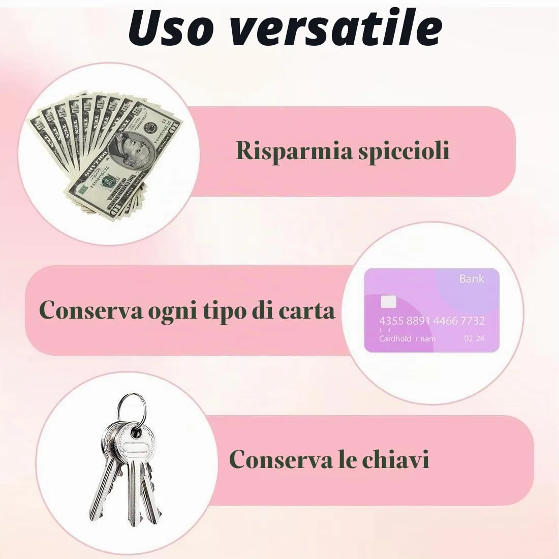 ZUWIJEQ Portafoglio Bambino, borsetta ragazza, PU Carino Ricamo Cuore Sottile Piccoli Portafoglio Ragazza con Nappa Cerniera portafoglio Slim Donna Teens Ragazze con Nastri di Gomma (Blu) - immagine 4