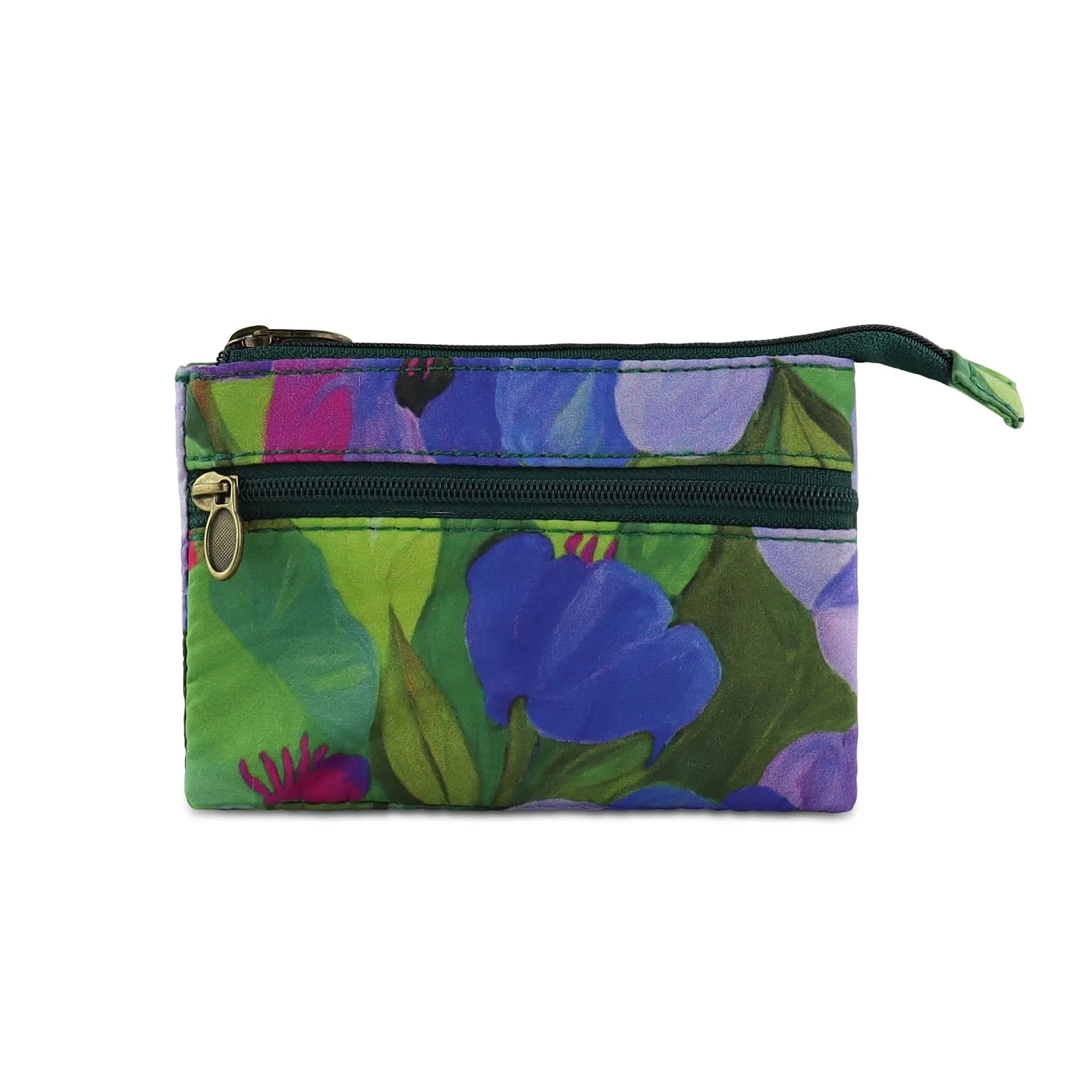 Energather Portafoglio piccolo, in cotone, per donne e ragazze, piccolo mini portamonete con chiusura lampo, per monete, biglietti, ricevute, monete, verde, s, casual - immagine 1