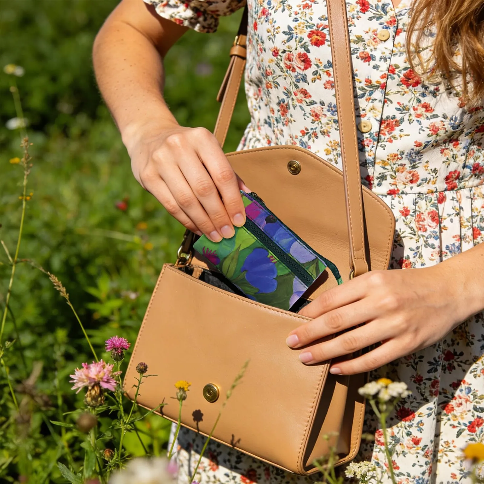 Energather Portafoglio piccolo, in cotone, per donne e ragazze, piccolo mini portamonete con chiusura lampo, per monete, biglietti, ricevute, monete, verde, s, casual - immagine 6