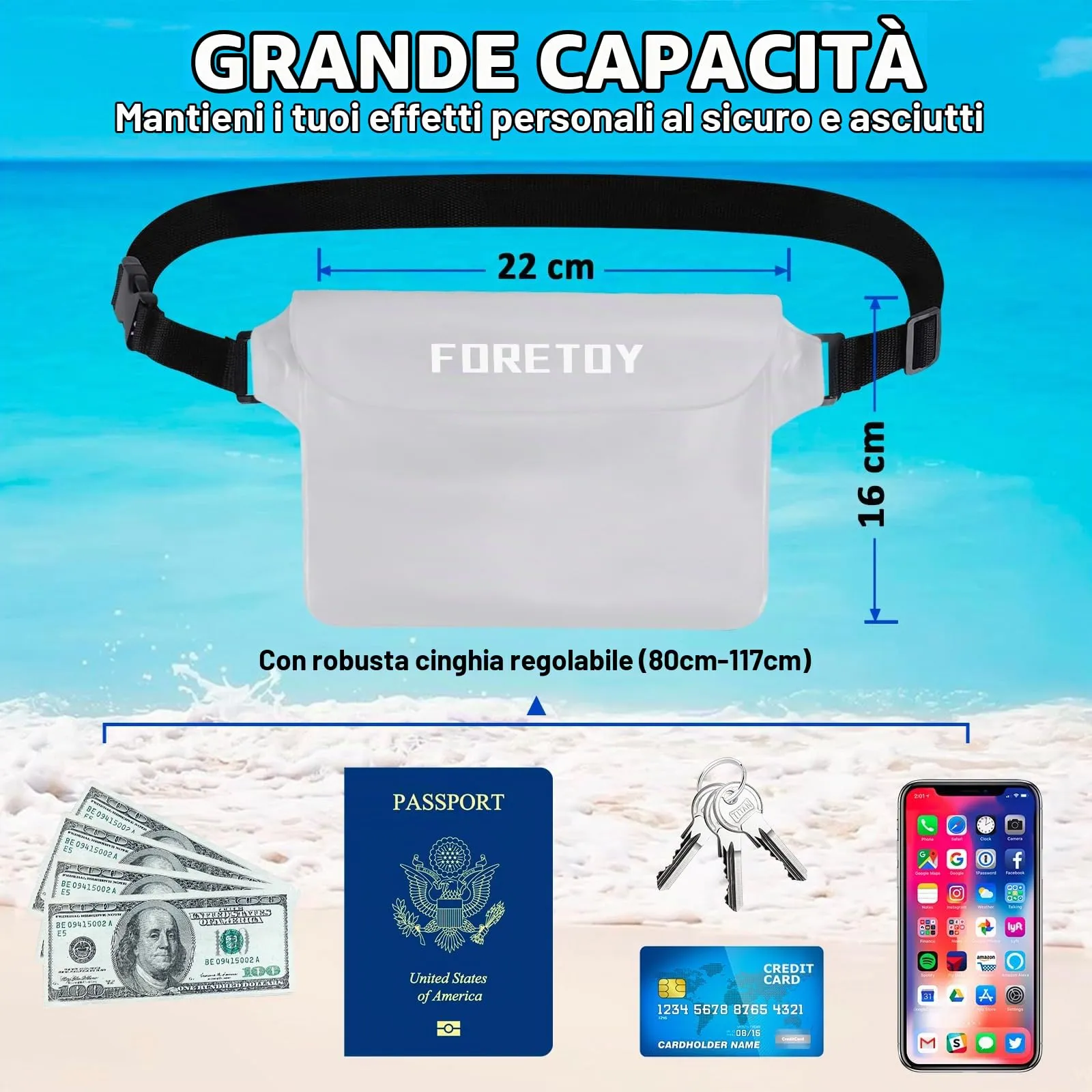 Borsa Impermeabile Mare & Custodia Impermeabile Smartphone, Sacca Stagna - immagine 6