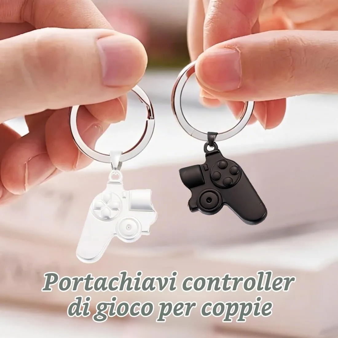 XENQITO 2 Pezzi Portachiavi Coppie, Portachiavi Gamepad, Regali Amicizia, Per Lui E Lei, Fidanzato E Fidanzata, Regalo Per San Valentino, Compleanno E Anniversario (Bicolore) - immagine 2