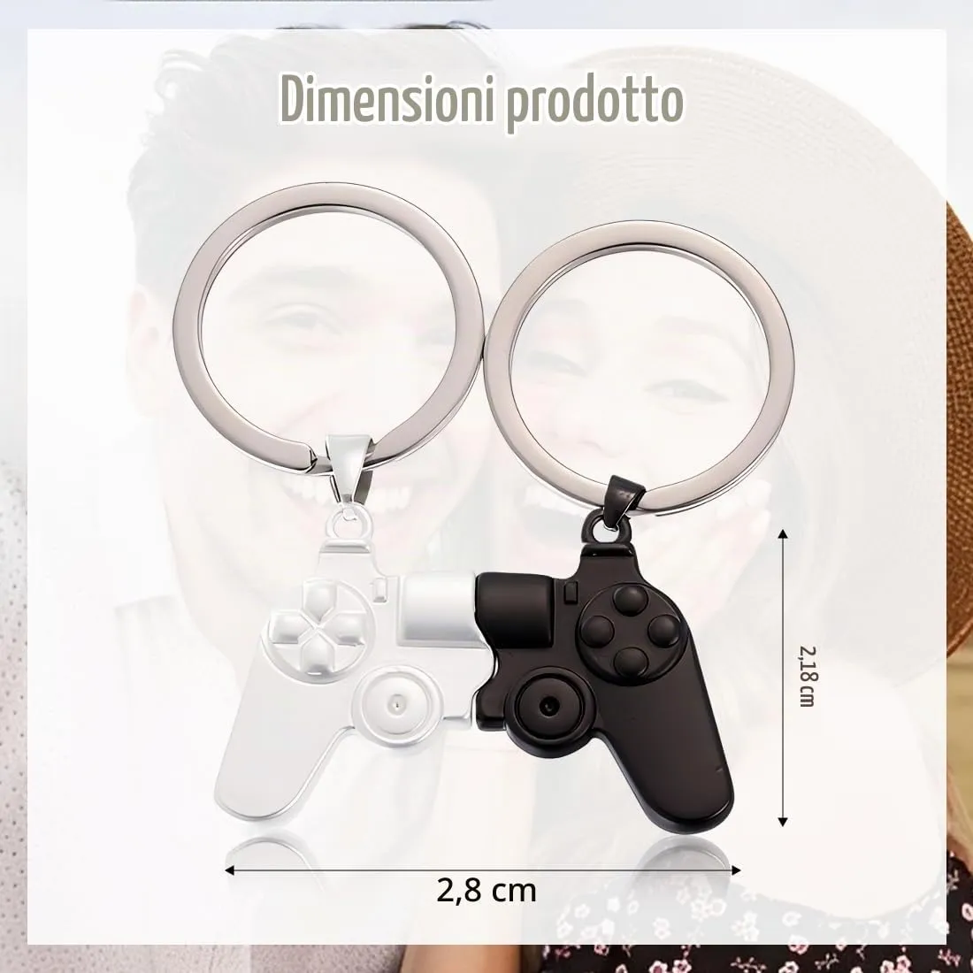 XENQITO 2 Pezzi Portachiavi Coppie, Portachiavi Gamepad, Regali Amicizia, Per Lui E Lei, Fidanzato E Fidanzata, Regalo Per San Valentino, Compleanno E Anniversario (Bicolore) - immagine 3