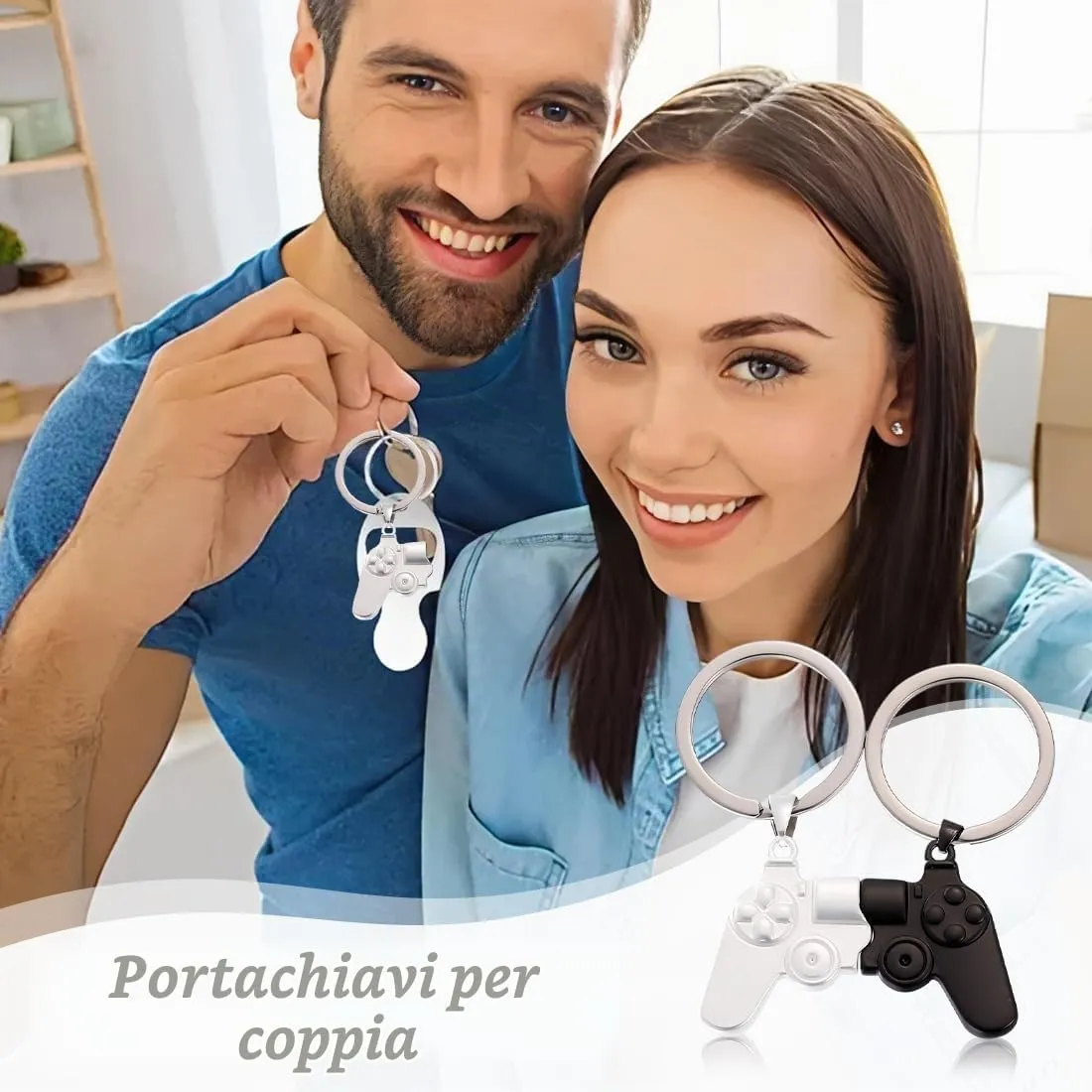 XENQITO 2 Pezzi Portachiavi Coppie, Portachiavi Gamepad, Regali Amicizia, Per Lui E Lei, Fidanzato E Fidanzata, Regalo Per San Valentino, Compleanno E Anniversario (Bicolore) - immagine 5