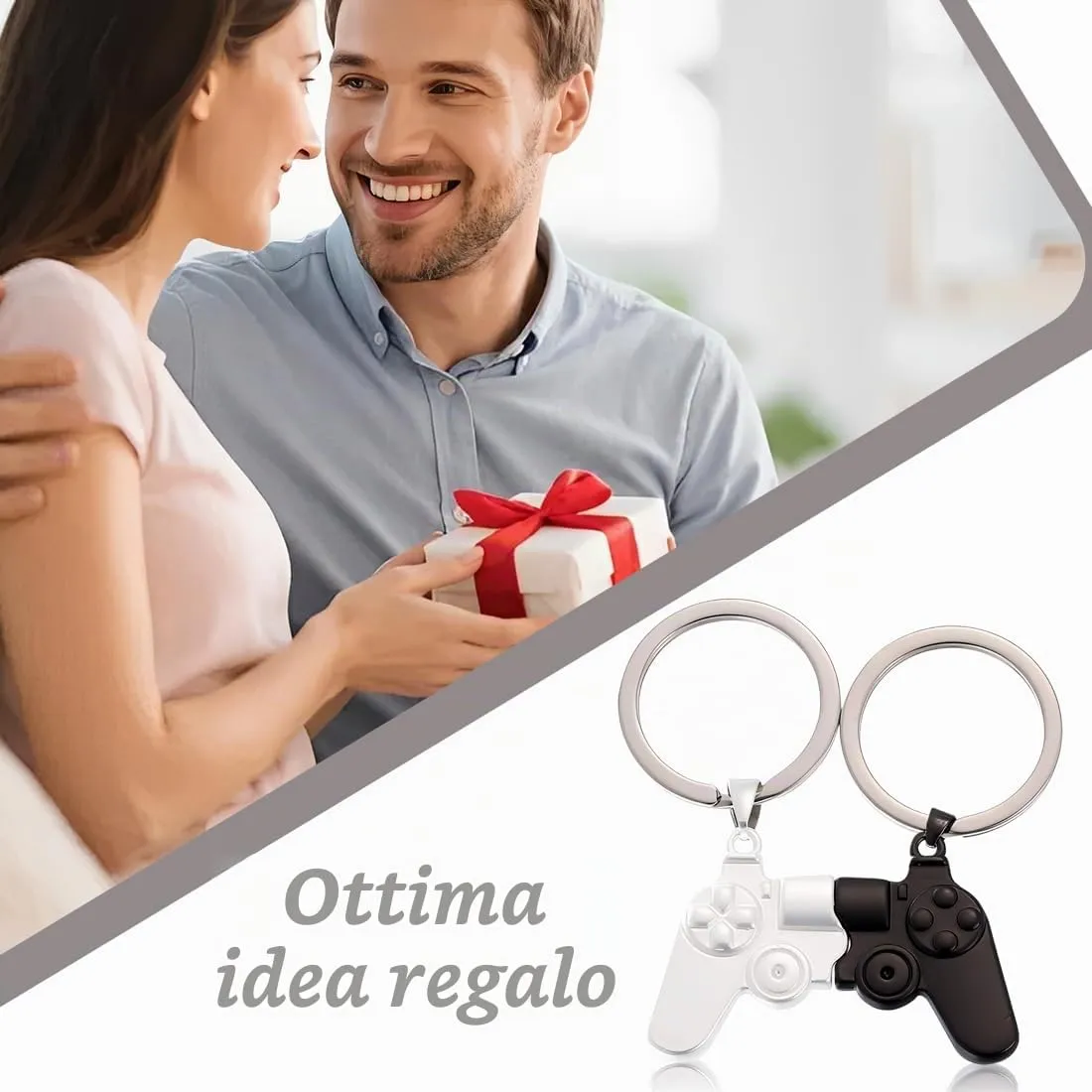 XENQITO 2 Pezzi Portachiavi Coppie, Portachiavi Gamepad, Regali Amicizia, Per Lui E Lei, Fidanzato E Fidanzata, Regalo Per San Valentino, Compleanno E Anniversario (Bicolore) - immagine 6
