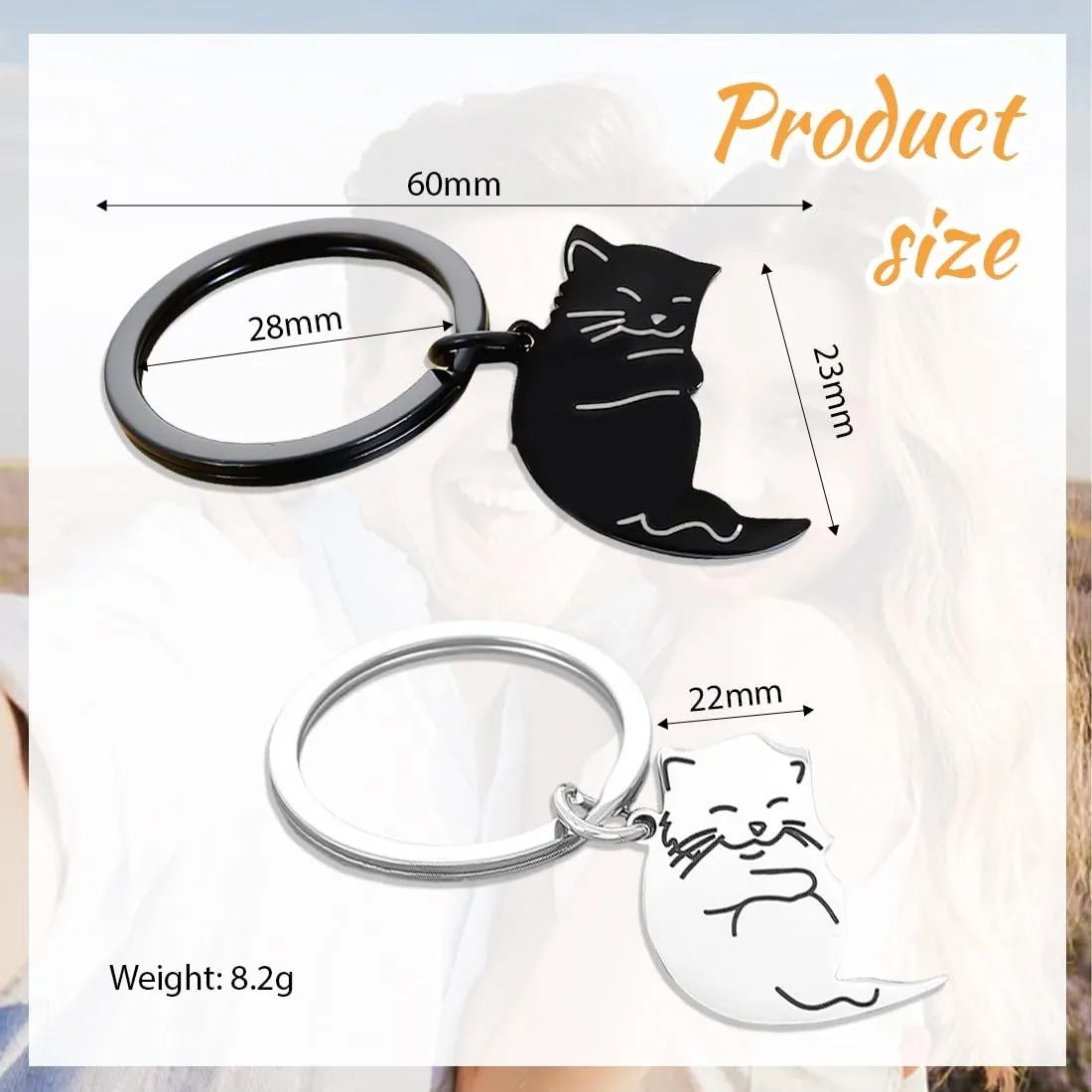 XENQITO 2 Pezzi Coppia Portachiavi Portachiavi Gatto Regalo Per Fidanzato Fidanzata Regali Per Lui Lei Migliore Amica Compleanno Regalo Amica Valentine'S Day Natale Compleanno Regalo Amicizia - immagine 3