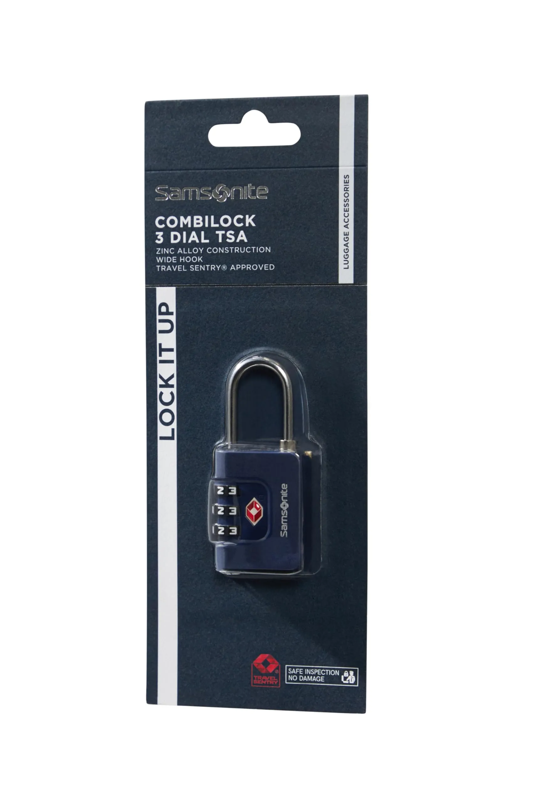 Samsonite TA Revolution - Lucchetto a combinazione TSA con codice a 3 cifre, lucchetto per bagagli sicuro per valigie e borse, lucchetto per valigia, Blu (Midnight Blue) - immagine 3