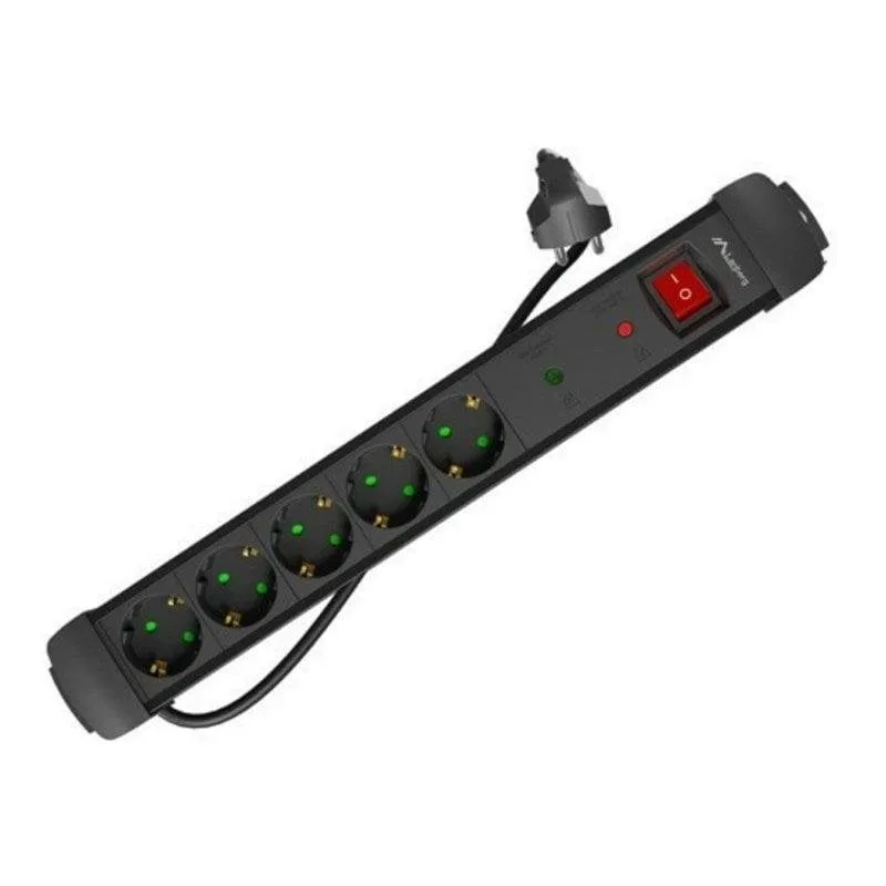 Multipresa Lanberg SP1-05F-0150-BK 5 prese protezione sovraccarichi cavo 1,5 m - immagine 1