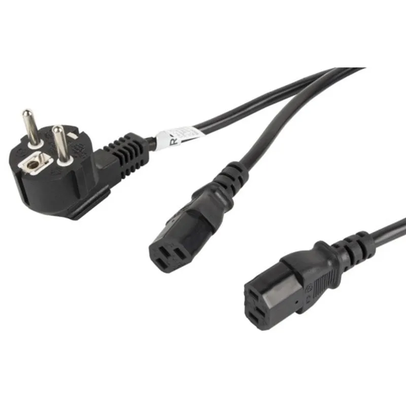 Cavo Lanberg CA-C13C-13CC-0018-BK 2m C13 accoppiatore CEE7/7 Cavo di alimentazione PC - immagine 1
