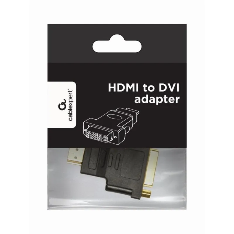 Adattatore HDMI DVI Gembird Nero con Contatti Dorati e Viti di Montaggio - immagine 1