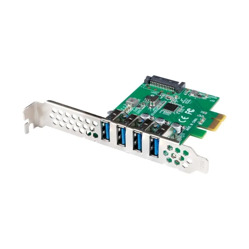Scheda PCIe Lanberg PCE-US3-004 USB 3.2 Gen 1 SATA 15 pin Verde Metallo 5 Gbit/s - immagine 1