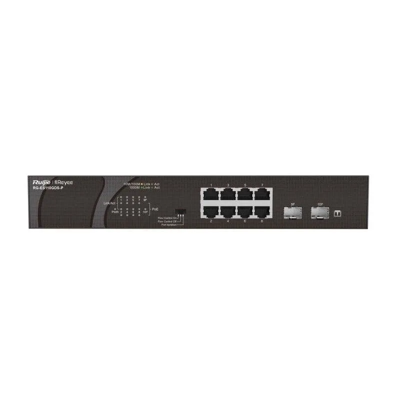 Switch Ruijie RG-ES110GDS-P 8 Porte Gigabit PoE+ 2 SFP Non Gestito Rack - immagine 1