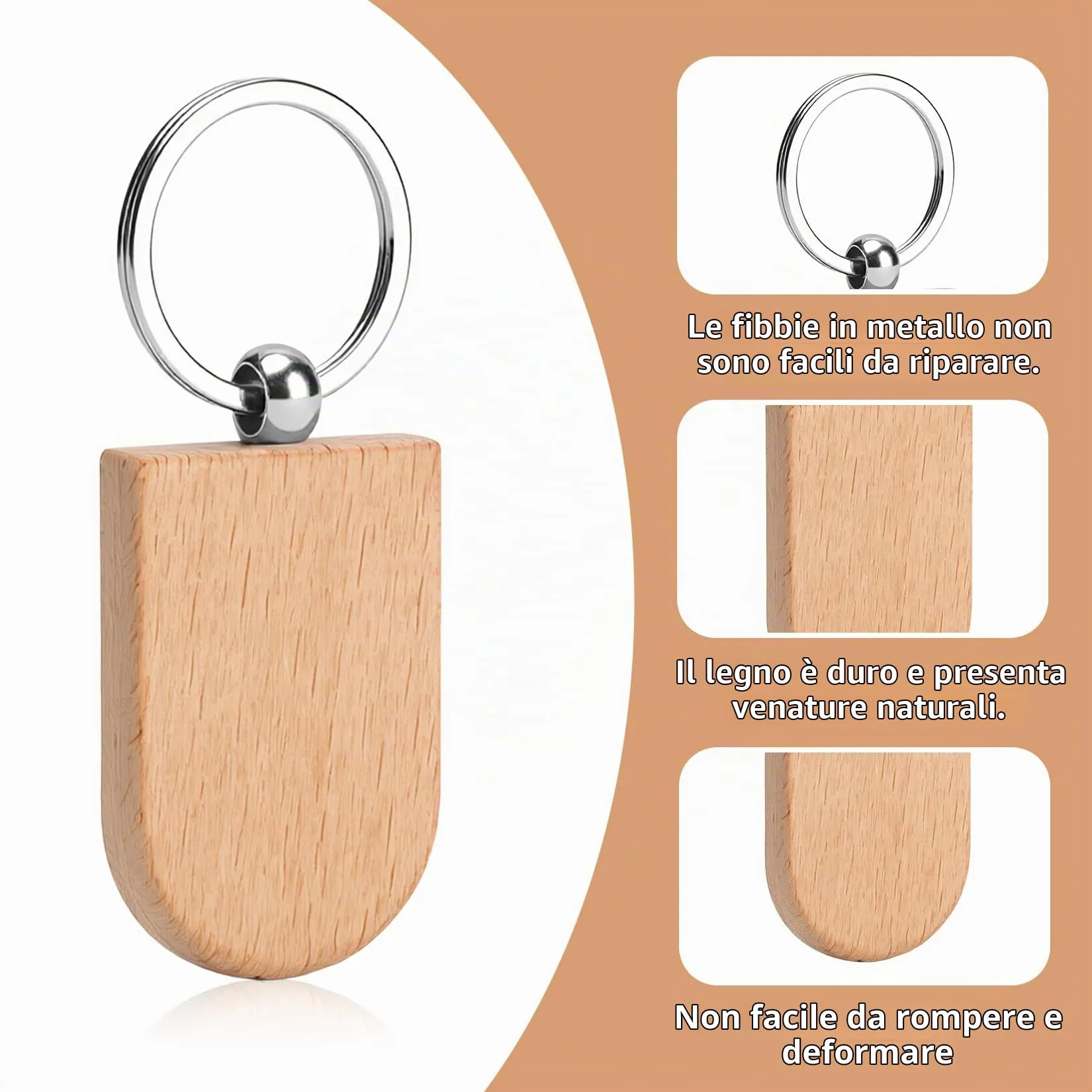 DAJMAIEZ 25 Pz Portachiavi in Legno Personalizzato, Rombi Fai-da-Te - immagine 3