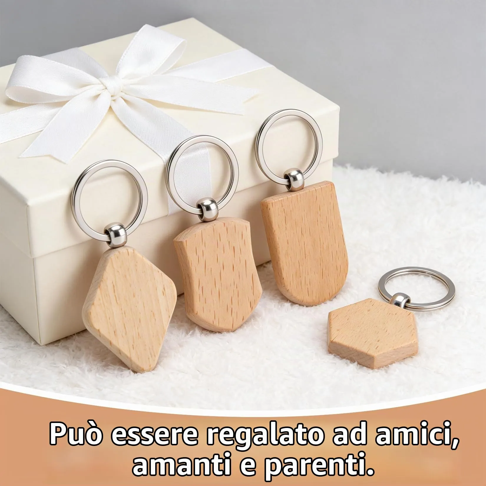 DAJMAIEZ 25 Pz Portachiavi in Legno Personalizzato, Rombi Fai-da-Te - immagine 5