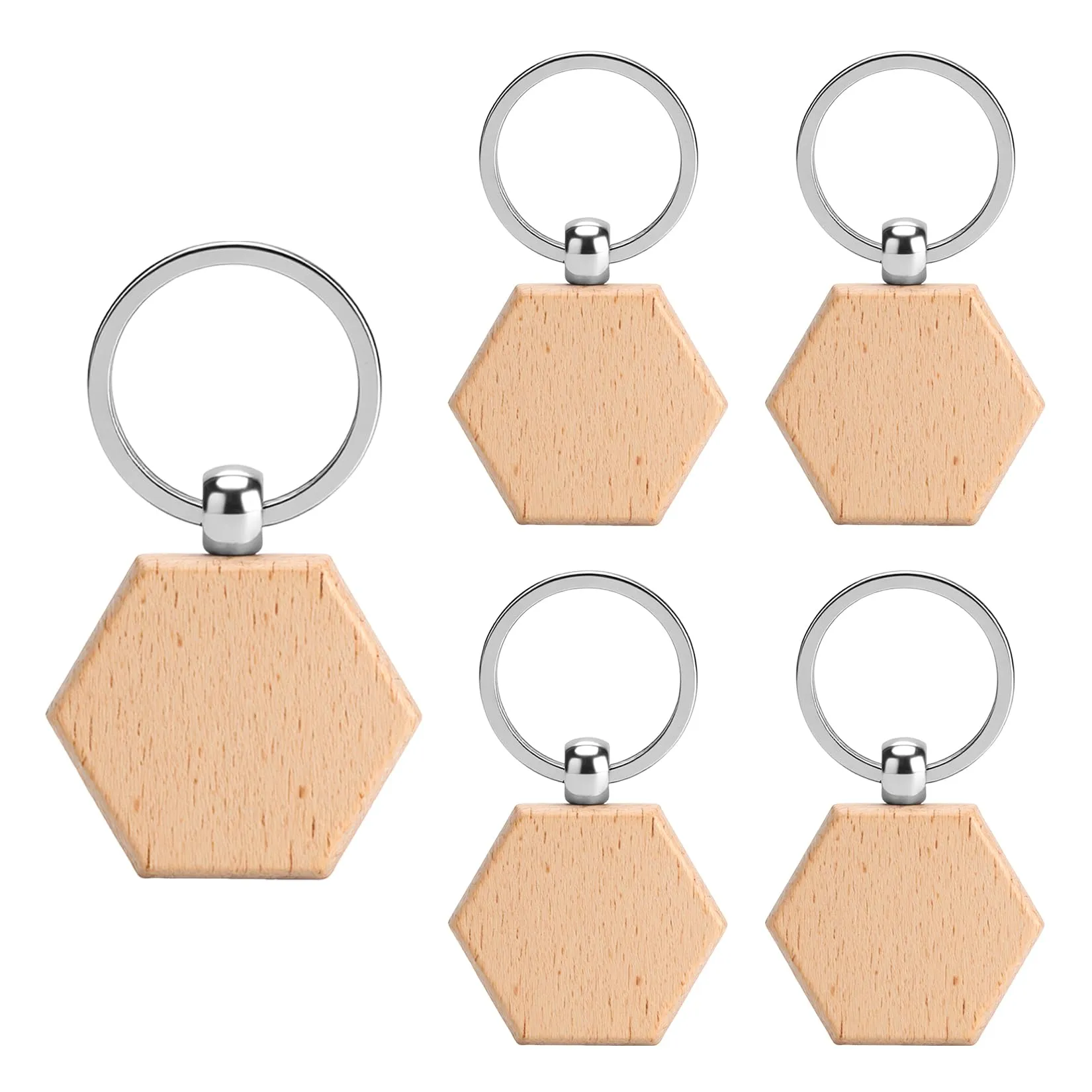 DAJMAIEZ 25 Pz Portachiavi in Legno Personalizzato, Esagoni Fai-da-Te - immagine 1