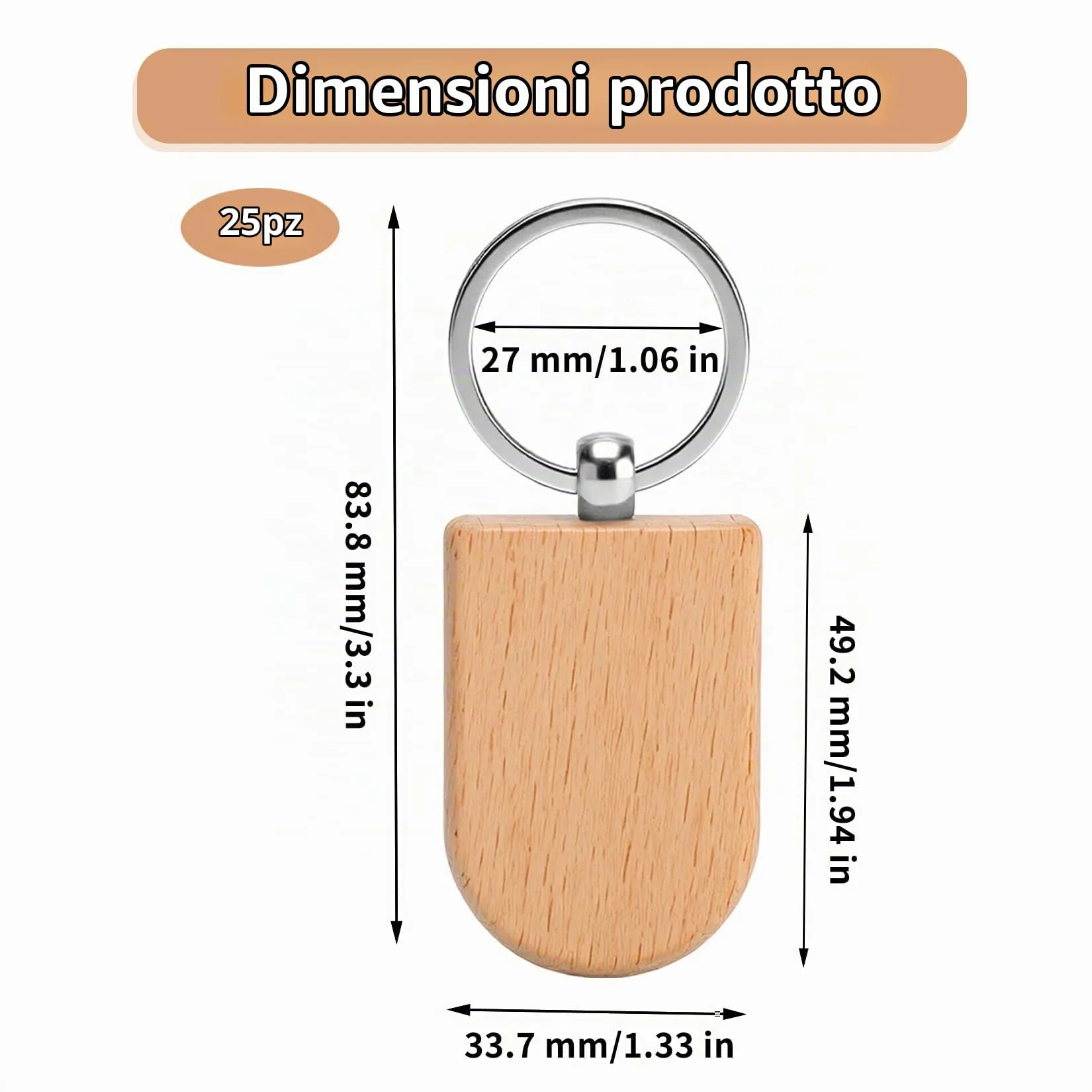DAJMAIEZ 25 Pz Portachiavi in Legno Personalizzato, Semicerchi Fai-da-Te - immagine 2