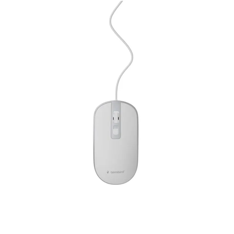 Ratón Gembird con cable 1200 DPI 4 botones Plata Blanco - immagine 1