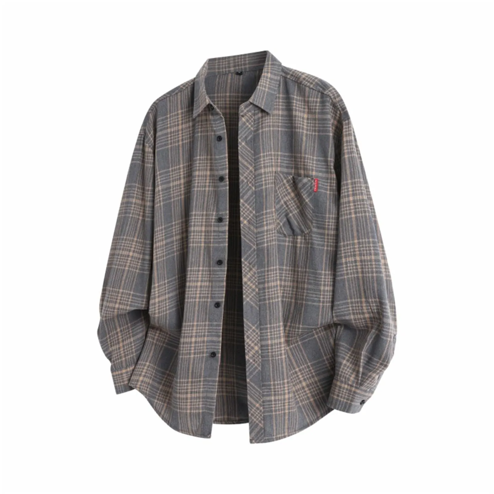 Camicia da lavoro da uomo, Loose Fit, in flanella, a quadri, per l'inverno, per il tempo libero, a maniche lunghe, in lino, M - immagine 1