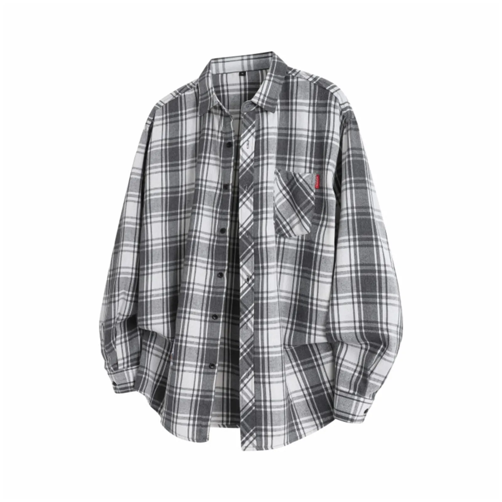 Camicia da lavoro da uomo, Loose Fit, in flanella, a quadri, per l'inverno, per il tempo libero, a maniche lunghe, in lino, S10 bianco, XL - immagine 1