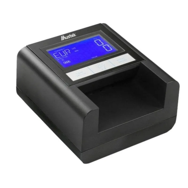 Rilevatore Banconote Mustek D9 Multivaluta IR UV LCD Nero Ricaricabile - immagine 1